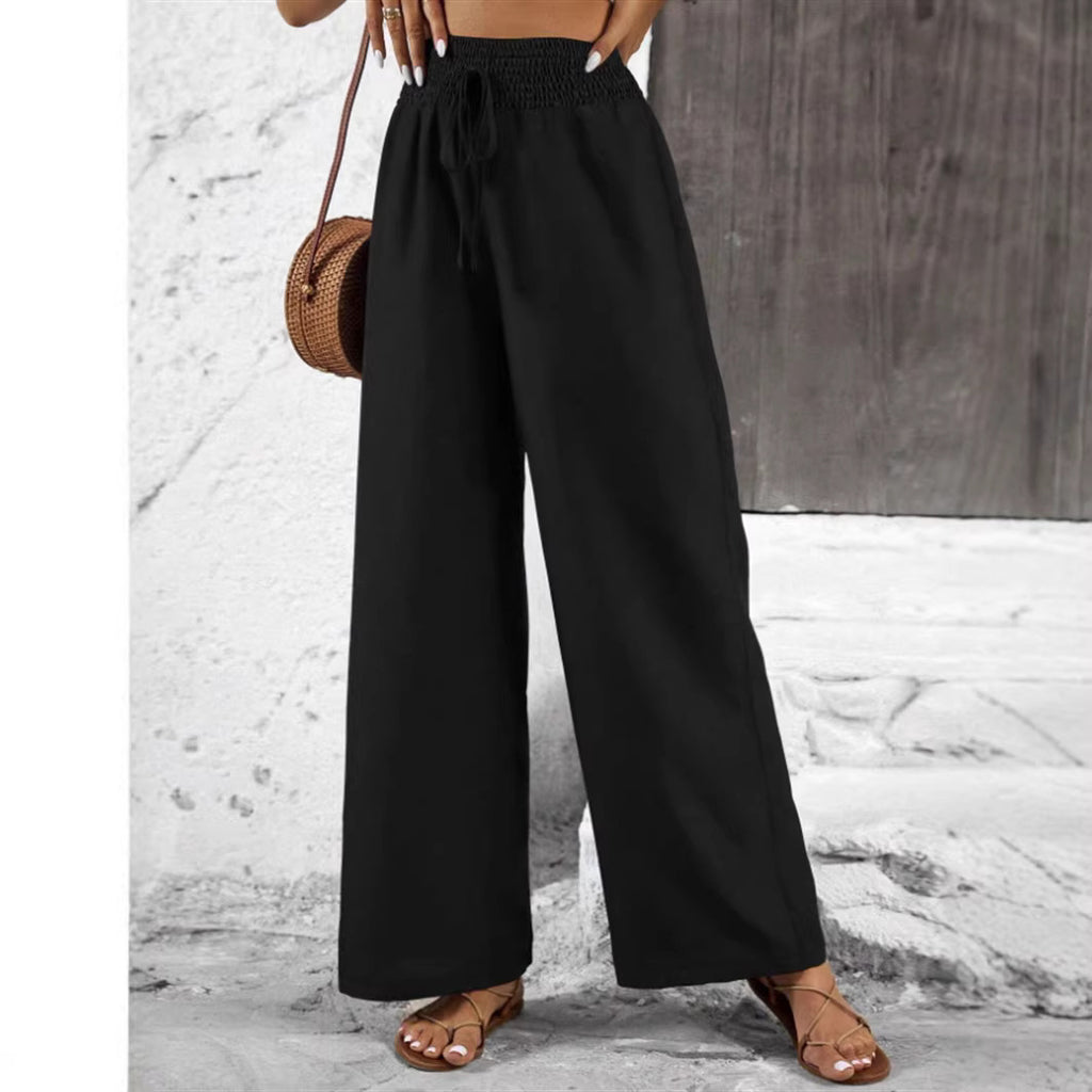 High-waisted Elastic-waist Figure-flattering Casual Womens Pants