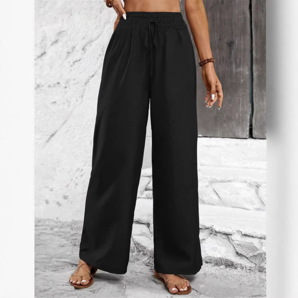 High-waisted Elastic-waist Figure-flattering Casual Womens Pants