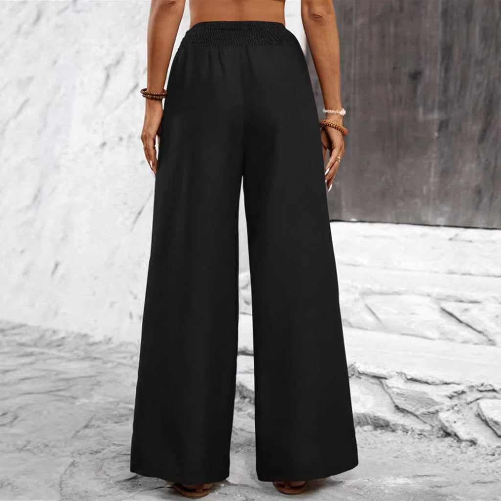 High-waisted Elastic-waist Figure-flattering Casual Womens Pants