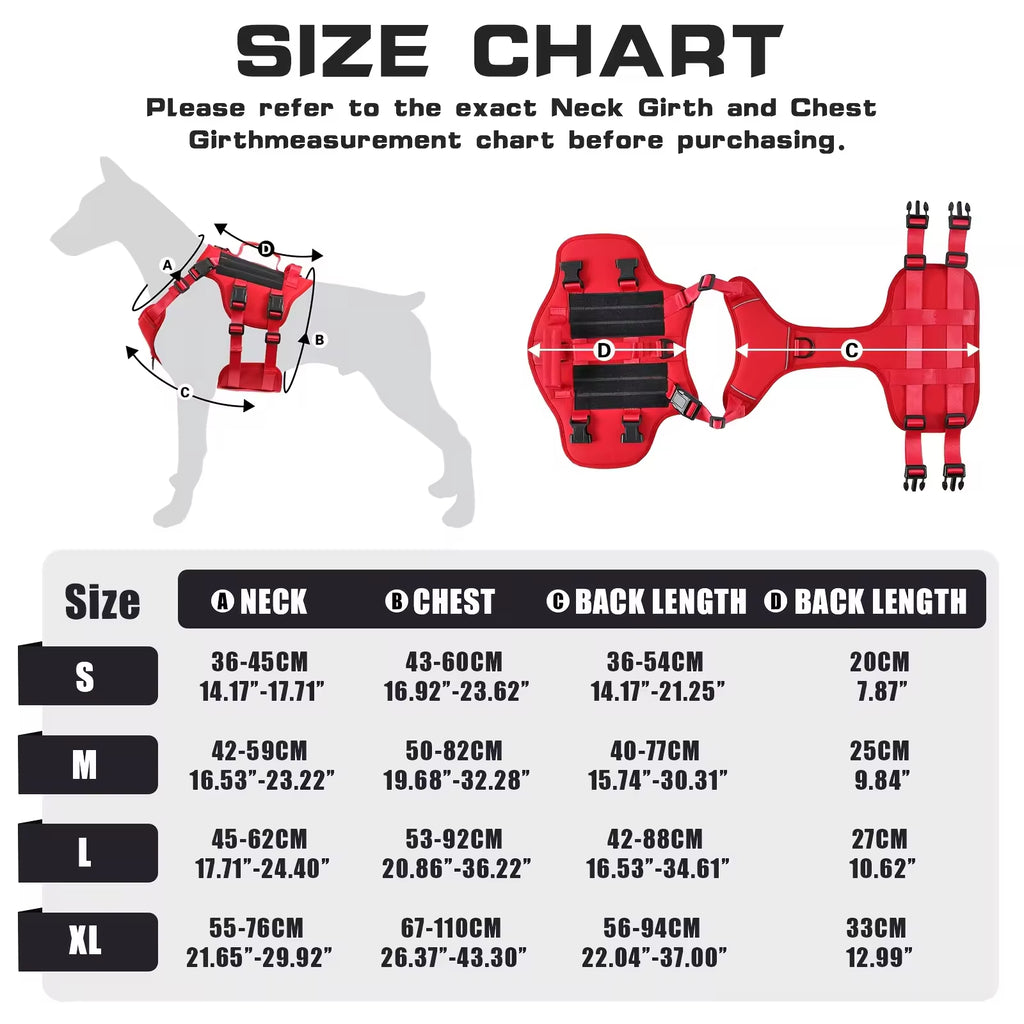 Heat-resistant Durable Nylon Tactical Service Dog Harness, Adjustable No-pull Reflective Vest With Dual Handles For Large Dogs