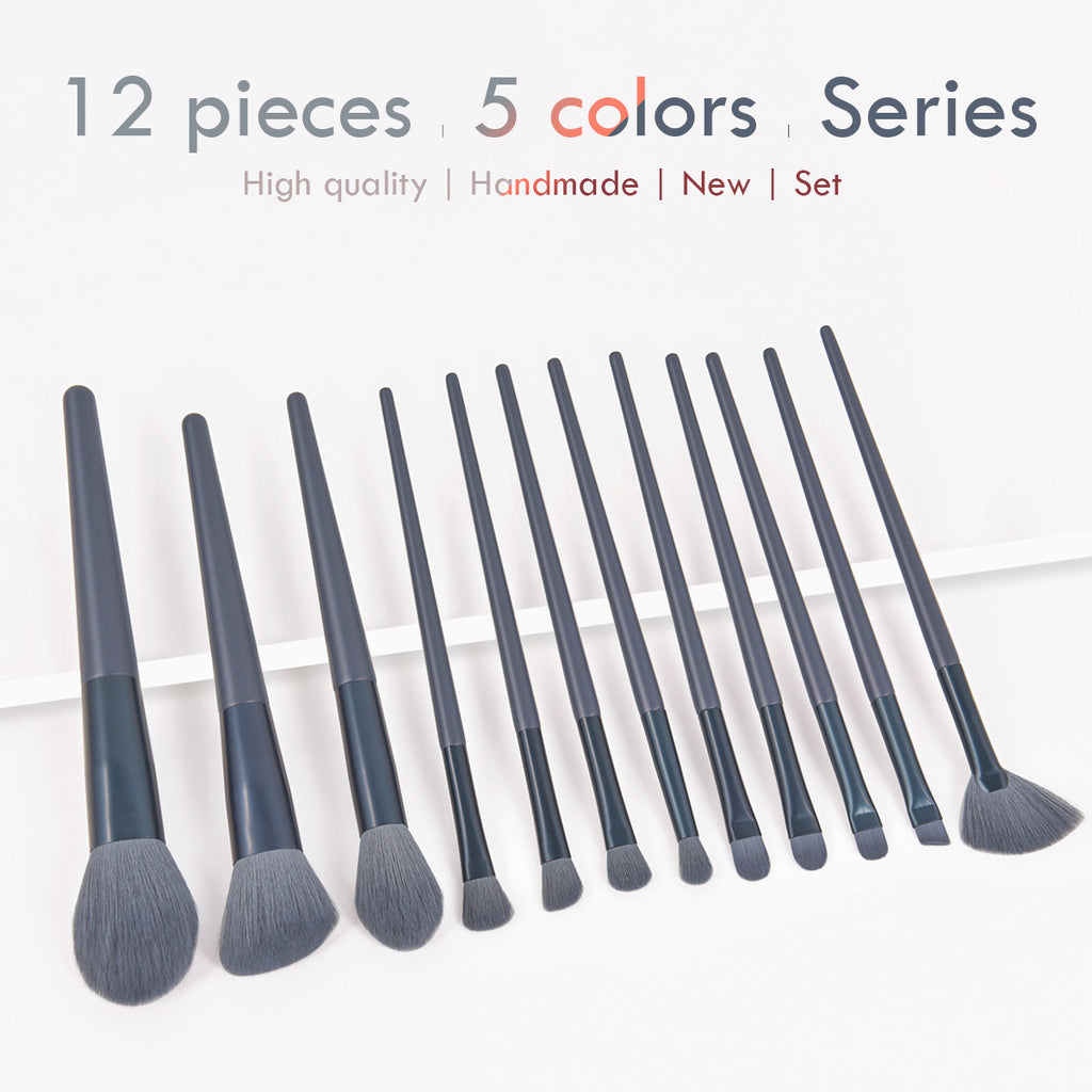 12-piece Makeup Brush Set With 4 Colors And A Makeup Bag