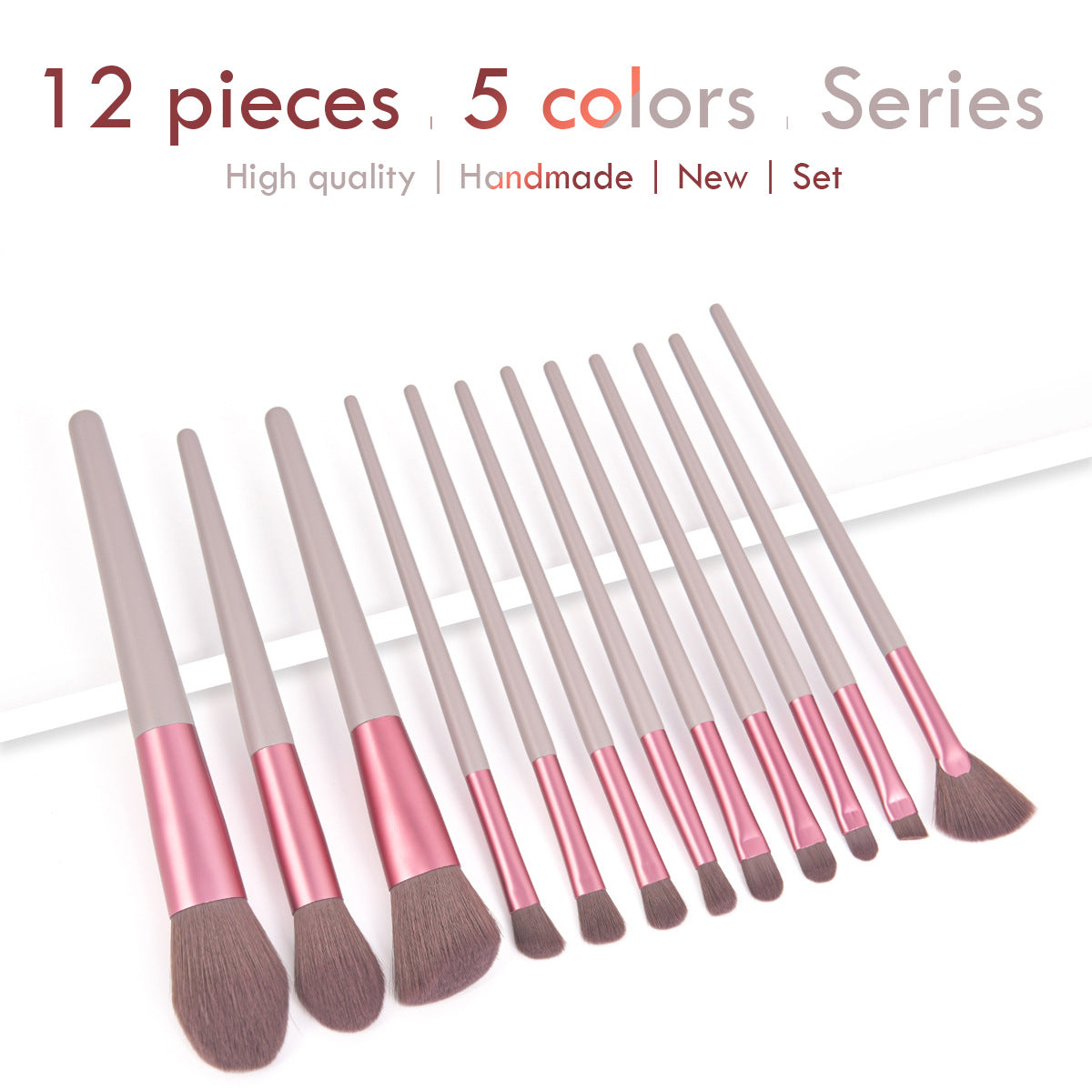 12-piece Makeup Brush Set With 4 Colors And A Makeup Bag